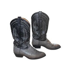 Tony Lama 6700 Mens Grey Bullhide Black Leather Western Cowboy Boots Size 10 EE